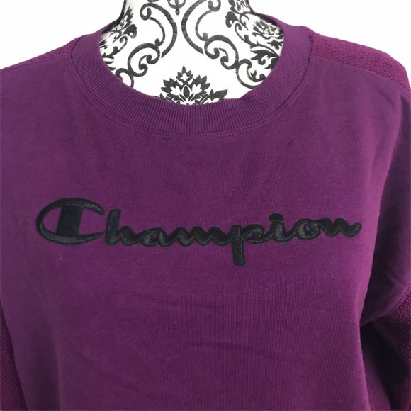Champion Women's Long-Sleeve Venetian Purple Heritage Herringbone Sweatshirt XS - Picture 3 of 9